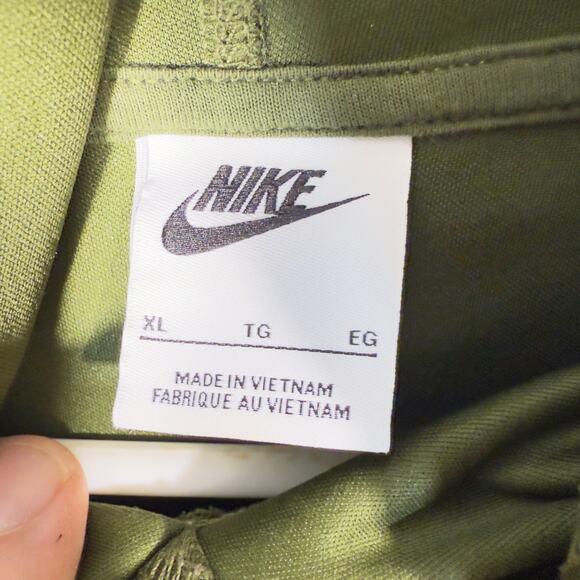 Nike Hoodie Boys XL Olive Green Kangaroo Pouch Pullover Black Swoosh Logo - Picture 4 of 13